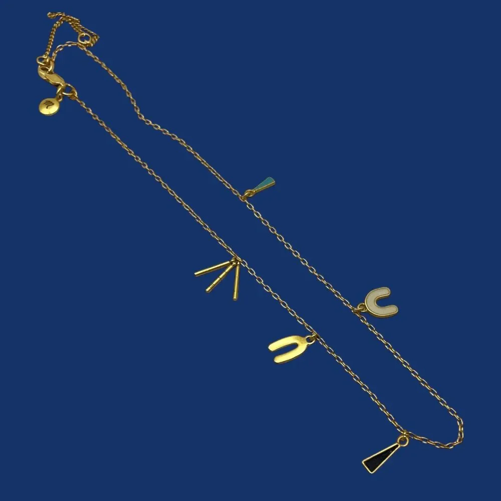 Madewell Charm Necklace Gold Tone Geometric Triangle Asymmetrical Preppy 18.5" - Picture 4 of 6